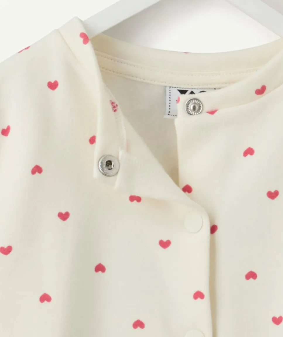 Gilet bébé fille écru imprimé cœurs