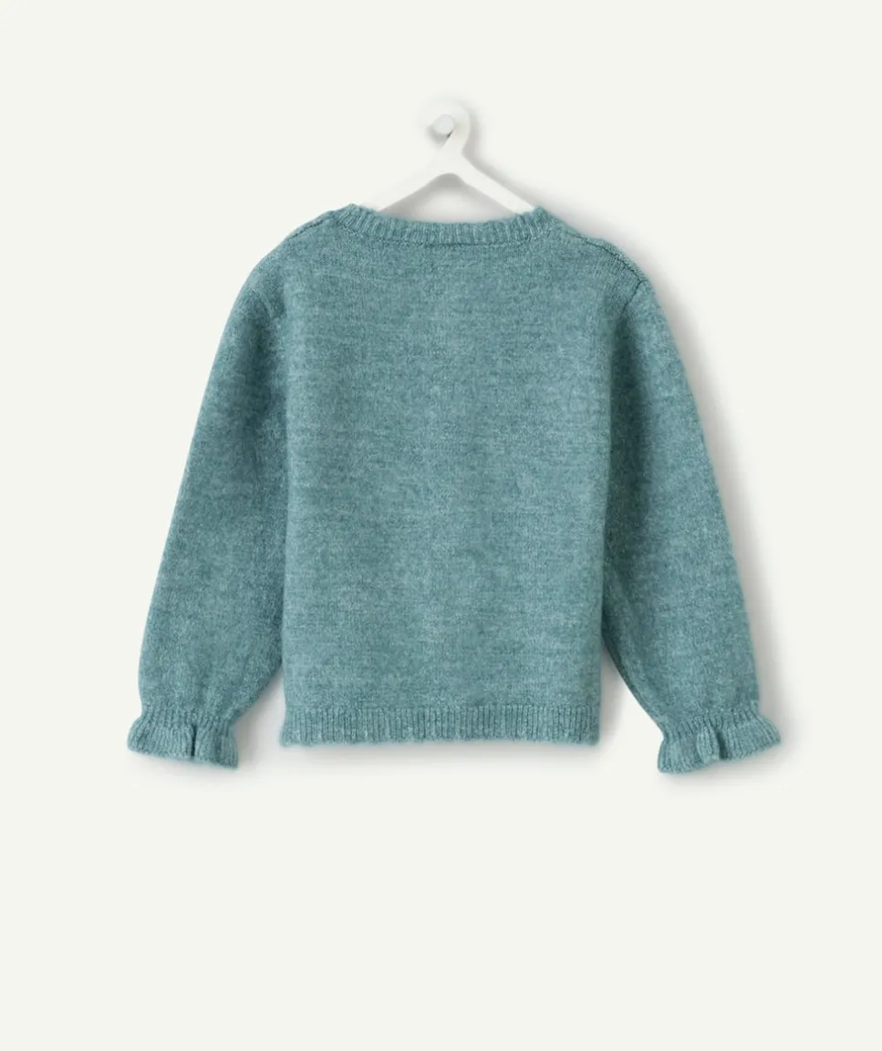 Gilet bébé fille maille ajourée bleu