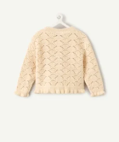 Gilet bébé fille maille ajourée écru