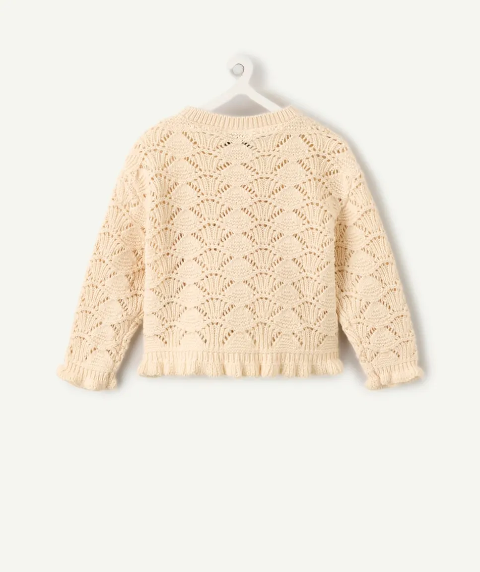 Gilet bébé fille maille ajourée écru