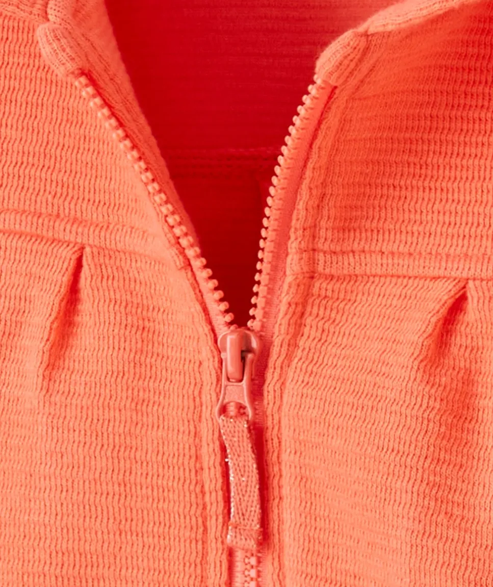Gilet à capuche bébé fille corail avec poche à volants