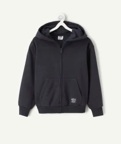 Gilet à capuche garçon noir zippé