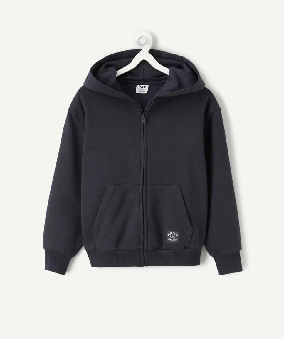 Gilet à capuche garçon noir zippé