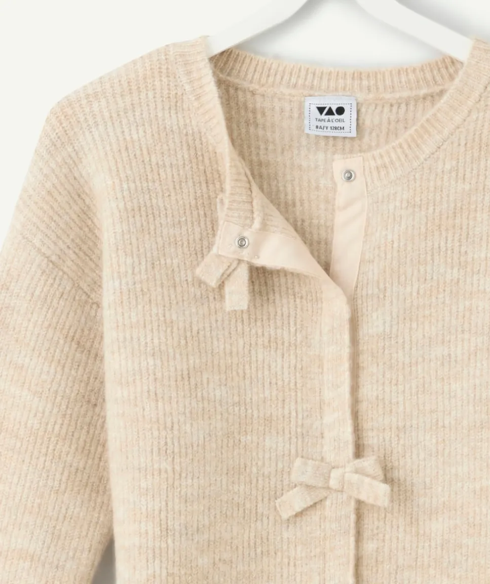 Gilet fille beige avec nœuds