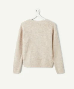 Gilet fille beige avec nœuds