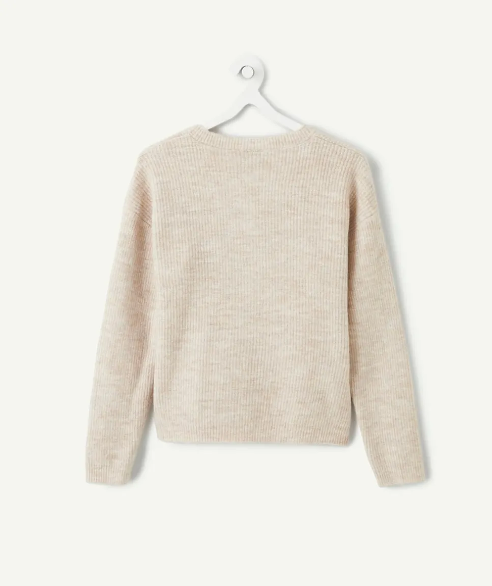 Gilet fille beige avec nœuds