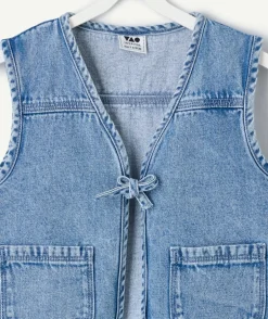 Gilet fille denim bleu