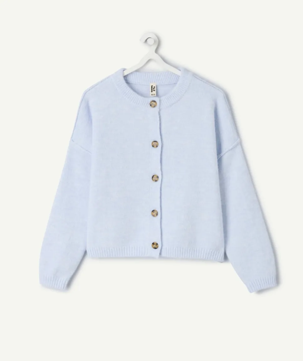 Gilet fille droit bleu pastel