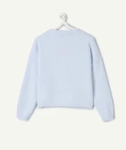 Gilet fille droit bleu pastel