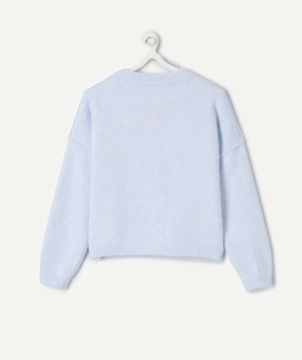 Gilet fille droit bleu pastel