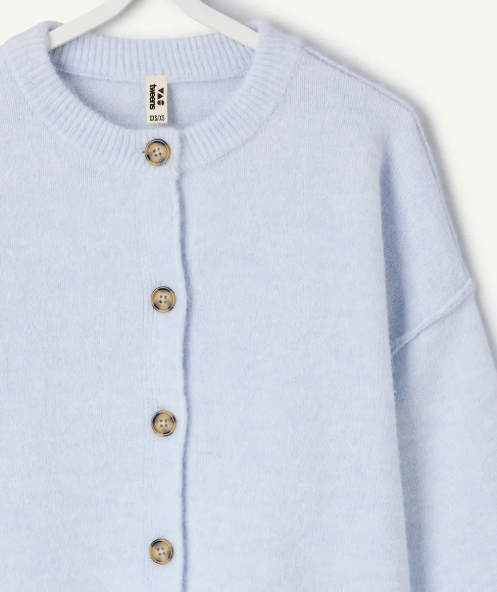 Gilet fille droit bleu pastel