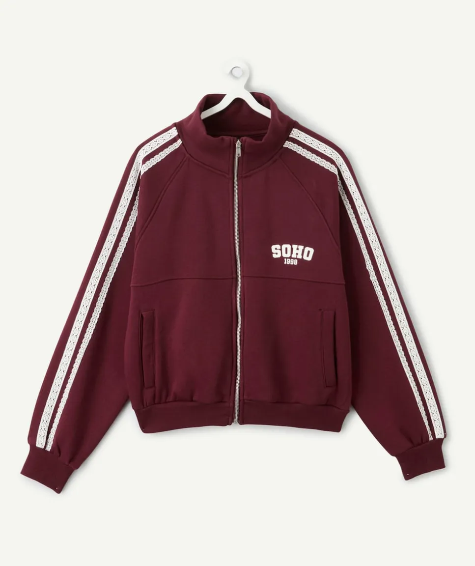 Gilet fille droit bordeaux