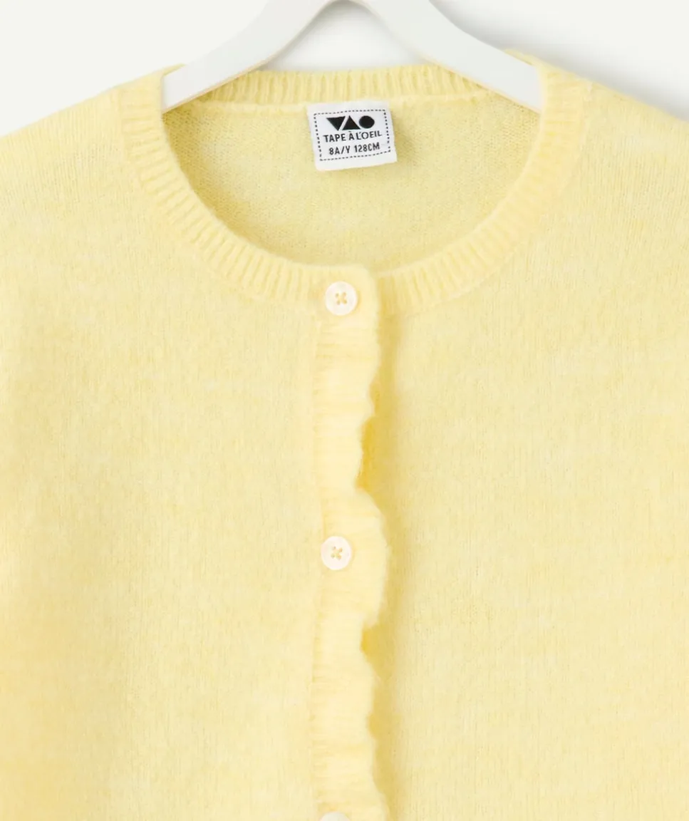 Gilet fille droit jaune volanté
