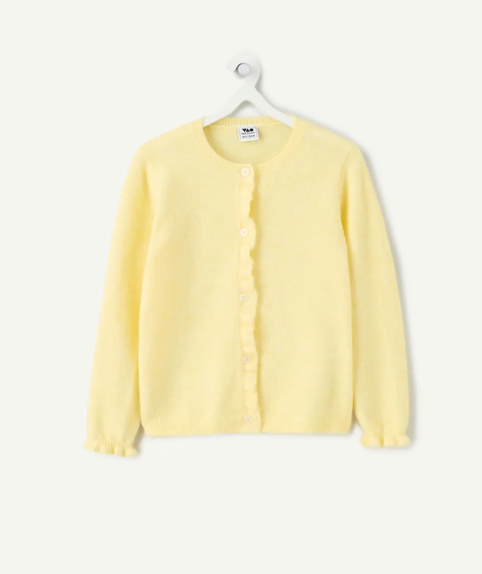 Gilet fille droit jaune volanté