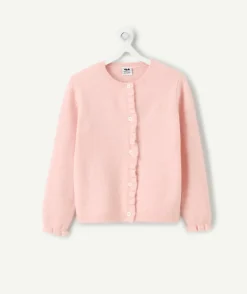 Gilet fille droit rose volantés