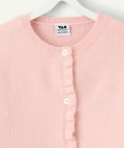 Gilet fille droit rose volantés
