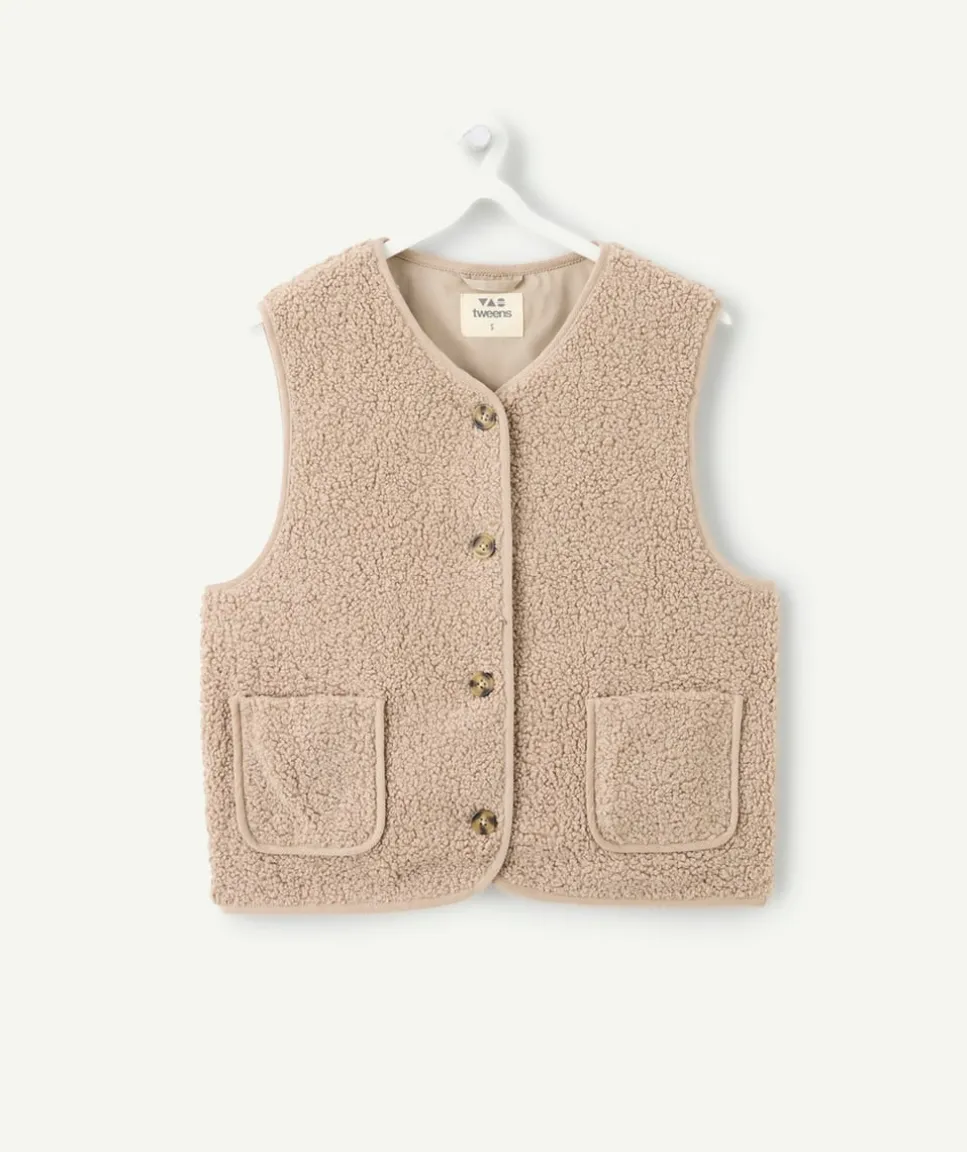 Gilet fille sans manches beige