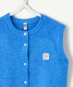 Gilet fille sans manches bleu