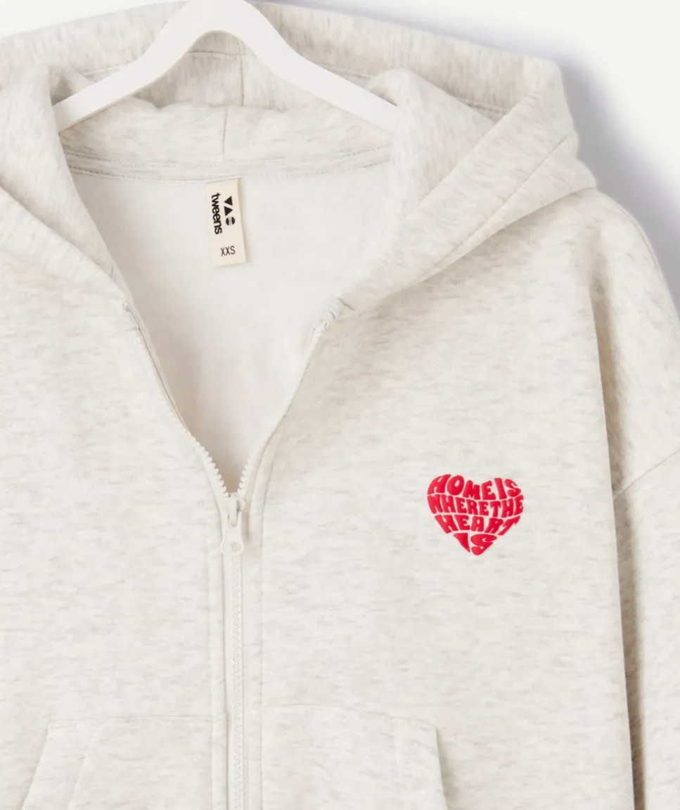 Gilet fille zippé écru imprimé