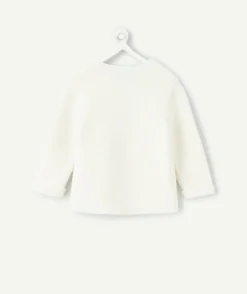 Gilet naissance fille en coton blanc