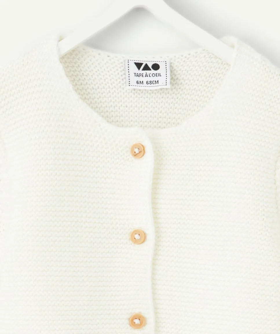 Gilet naissance fille en coton blanc