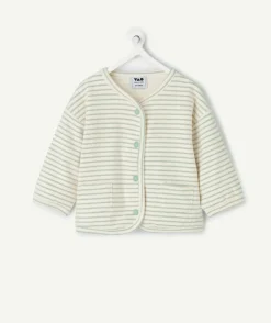 Gilet naissance garçon rayée à boutons