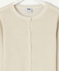 Gilet pour fille blanc col rond avec boutons