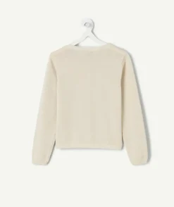 Gilet pour fille blanc col rond avec boutons