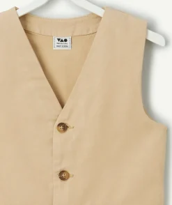 Gilet sans manche garçon beige à boutons