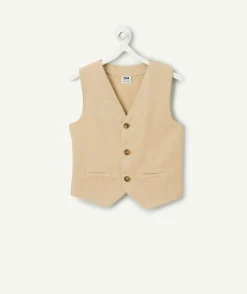 Gilet sans manche garçon beige à boutons