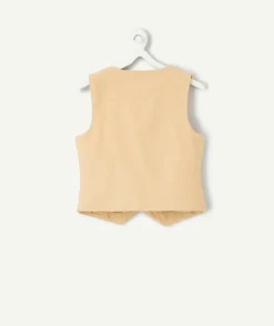 Gilet sans manche garçon beige à boutons