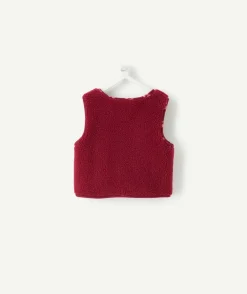 Gilet sans manches bébé fille bordeaux réversible
