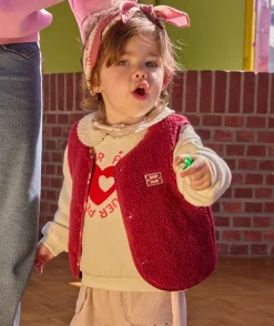 Gilet sans manches bébé fille bordeaux réversible
