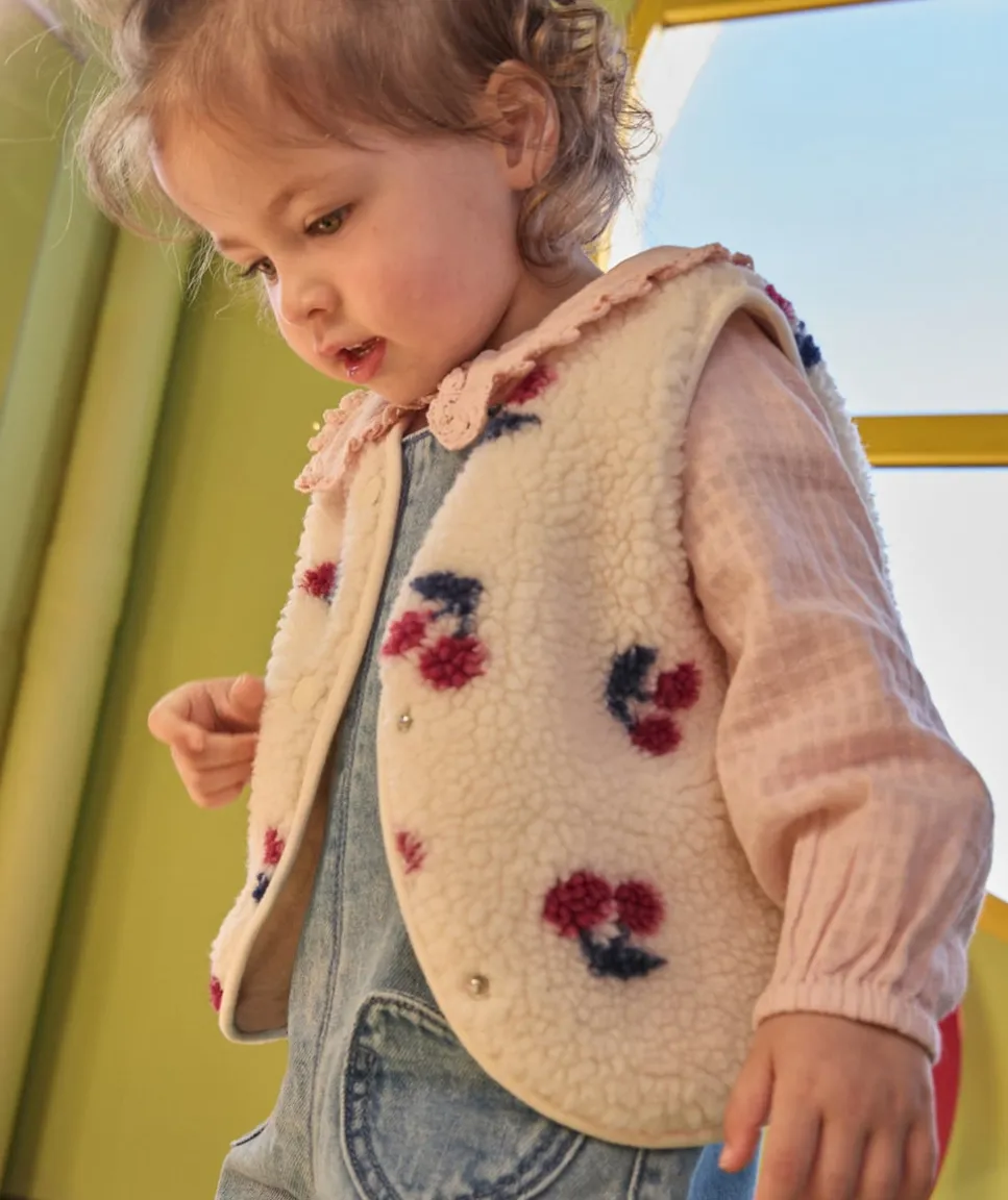 Gilet sans manches bébé fille imprimé cerises