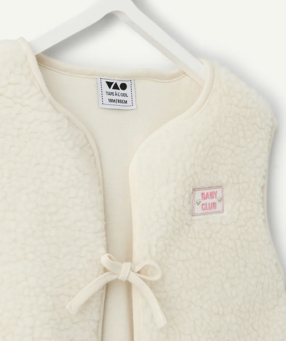 Gilet sans manches bébé fille sherpa écru