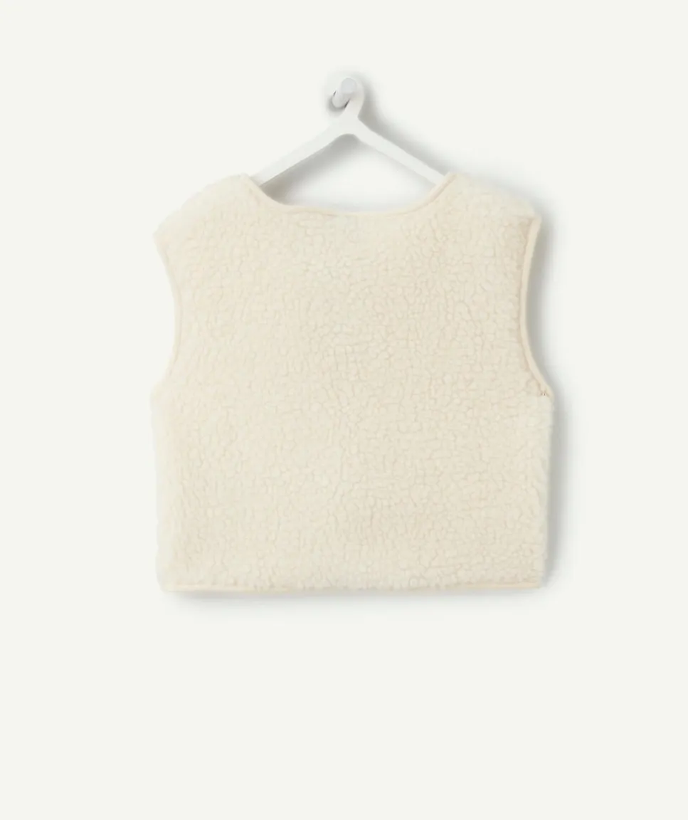 Gilet sans manches bébé fille sherpa écru
