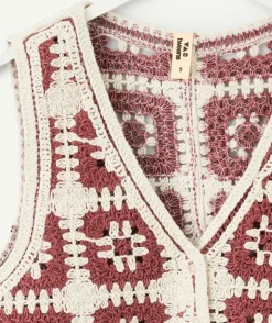 Gilet sans manches crochet fille écru