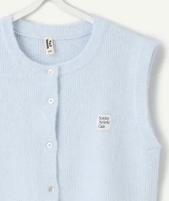 Gilet sans manches fille bleu pastel