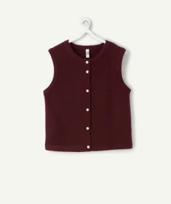 Gilet sans manches fille bordeaux