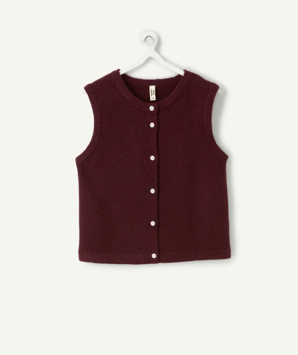 Gilet sans manches fille bordeaux