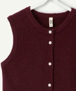 Gilet sans manches fille bordeaux