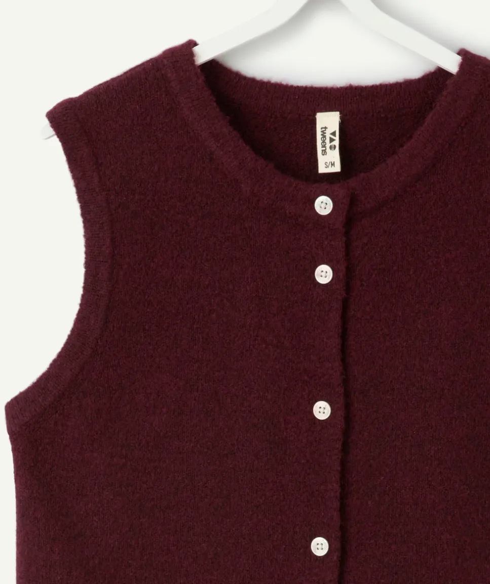 Gilet sans manches fille bordeaux