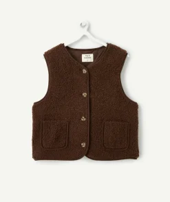 Gilet sans manches fille marron