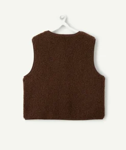 Gilet sans manches fille marron