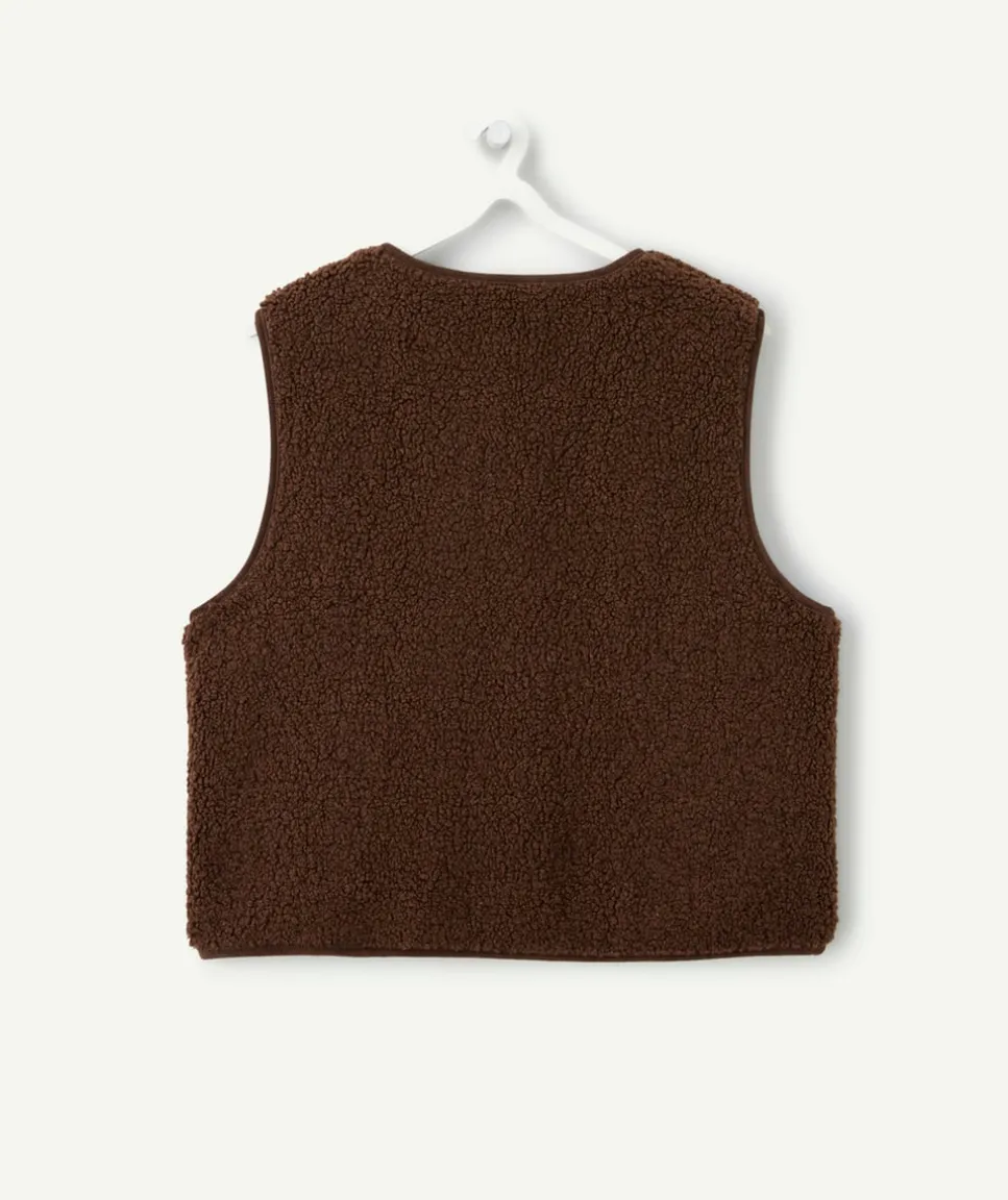 Gilet sans manches fille marron