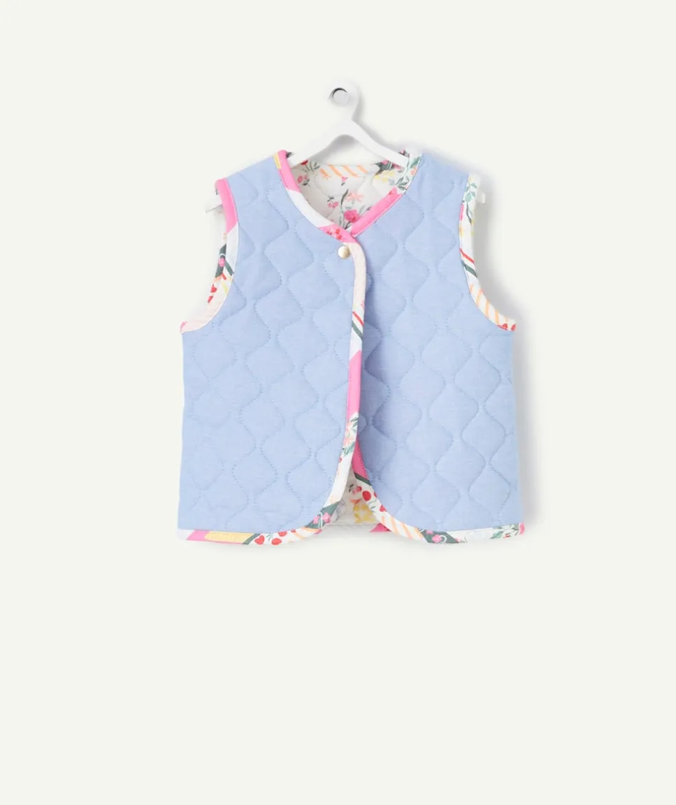 Gilet sans manches réversible bébé fille en rembourrage recyclé patchwork