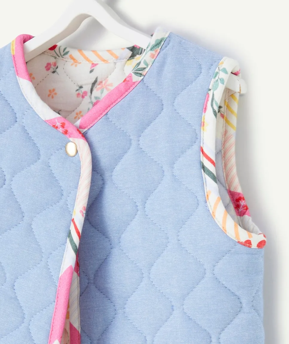 Gilet sans manches réversible bébé fille en rembourrage recyclé patchwork