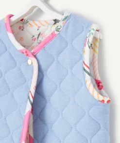 Gilet sans manches réversible bébé fille en rembourrage recyclé patchwork