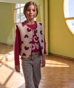 Gilet sherpa sans manches fille réversible