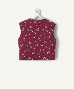 Gilet sherpa sans manches fille bordeaux réversible
